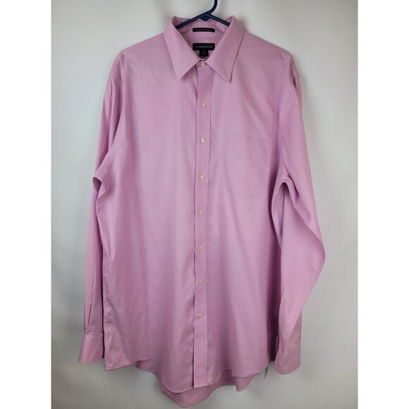 Lands End Men's Pinpoint Oxford Button Up Shirt Pink Purple Sz 17/37 Tall - Picture 1 of 9